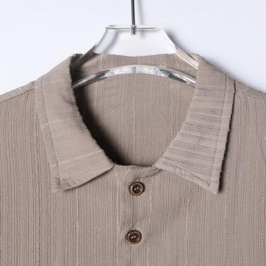 SDSA男装2026新款高贵轻奢肌理竖纹翻领短袖衬衫宽松休闲上衣 商品图1