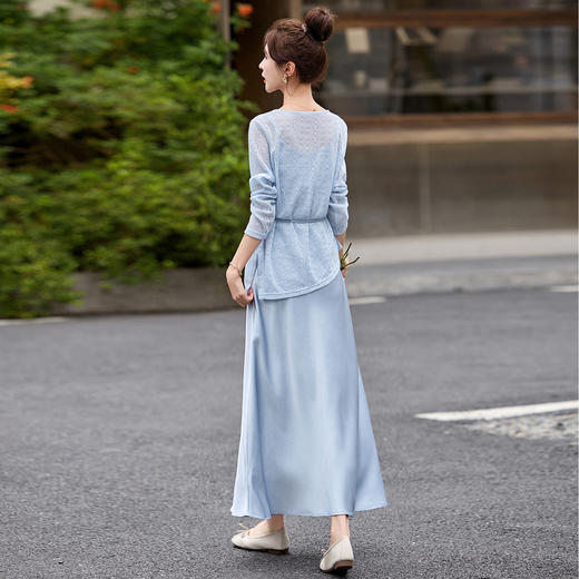温柔慵懒风针织罩衫吊带裙两件套春新款超好看收腰显瘦连衣裙MS661 商品图2