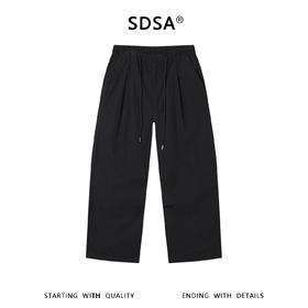 SDSA男装2026新款高贵轻奢运动风纯色褶皱抽绳松紧休闲裤百搭时尚
