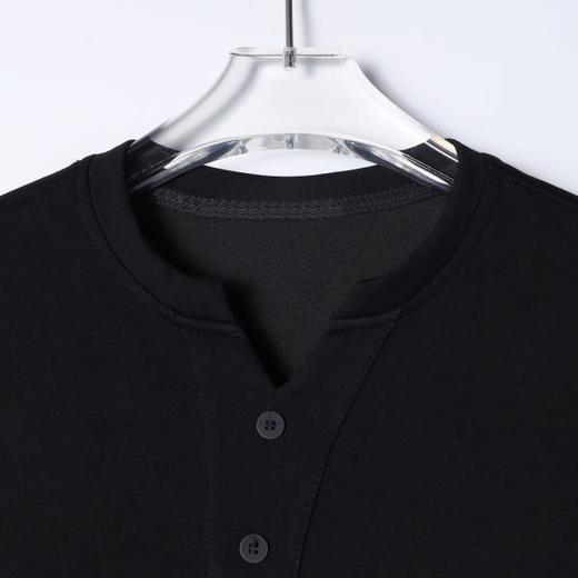 SDSA男装2026新款高贵轻奢亨利领两粒扣短袖T恤宽松重磅休闲上衣 商品图1