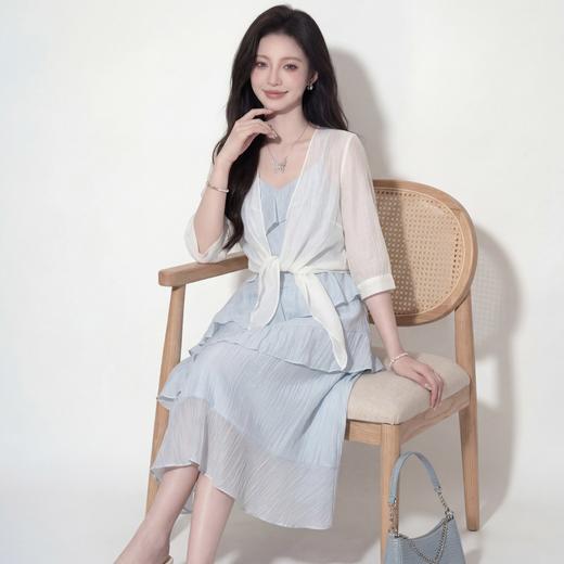 奢姿大码女装2026夏季蕾丝荷叶边吊带开衫两件套胖妹妹时尚套装9962972303 商品图2