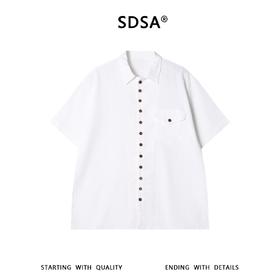 SDSA男装2026新款高贵轻奢肌理竖纹翻领短袖衬衫宽松休闲上衣