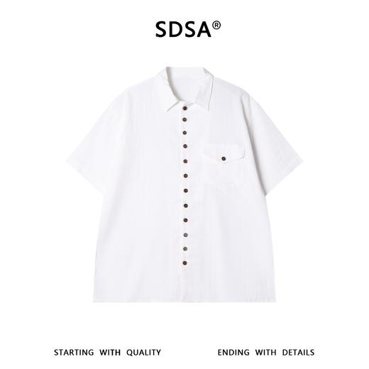 SDSA男装2026新款高贵轻奢肌理竖纹翻领短袖衬衫宽松休闲上衣 商品图0