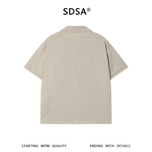 SDSA男装2026新款轻奢网眼肌理感单扣翻领短袖polo衫宽松休闲上衣 商品图1