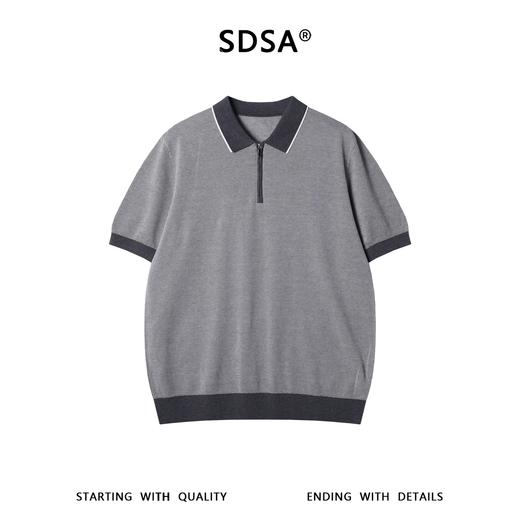 SDSA男装2026新款轻奢撞色华夫格半拉链短袖Polo衫宽松休闲上衣 商品图0