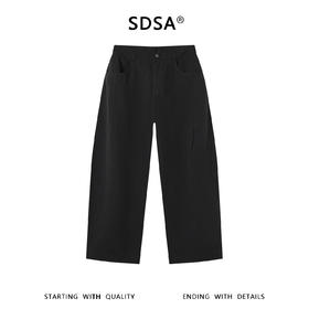 SDSA男装2026新款轻奢舒适后背烫钻字母黑色休闲裤美式街头宽松