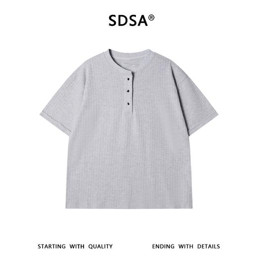 SDSA男装2026新款肌理感半纽扣亨利领短袖T恤宽松圆领休闲上衣 商品图0