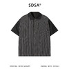 SDSA男装2026新款高贵轻奢牛仔拼接条纹短袖衬衫美式复古宽松衬衣 商品缩略图0
