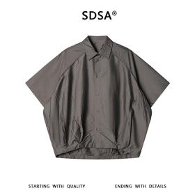 SDSA男装2026新款高贵轻奢潮牌机能风插肩袖黑衬衫宽松短袖