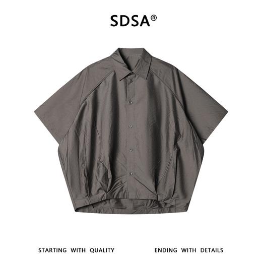 SDSA男装2026新款高贵轻奢潮牌机能风插肩袖黑衬衫宽松短袖 商品图0