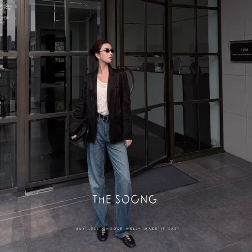 THESOONG/慵懒廓形 重磅意制自然褶皱女士黑色小西装外套8636 商品图0