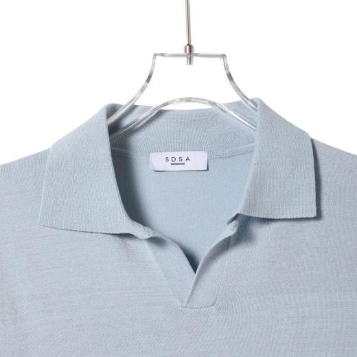 SDSA男装2026新款高贵轻奢老钱风纯色简约针织海鸥领短袖T恤百搭 商品图1