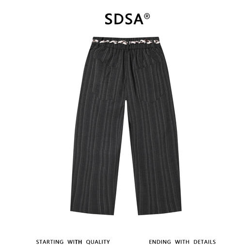SDSA男装2026新款高贵轻奢潮牌竖纹编织抽绳休闲裤新中式垂感长裤 商品图4
