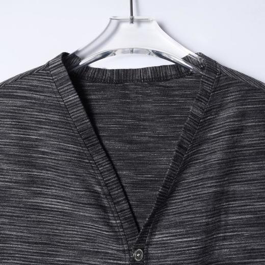 SDSA男装2026新款轻奢细条纹V领短袖开衫衬衫宽松垂感休闲上衣 商品图1