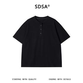 SDSA男装2026新款肌理感半纽扣亨利领短袖T恤宽松圆领休闲上衣