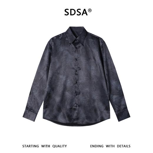SDSA男装2026新款高贵轻奢暗纹肌理缎面长袖衬衫轻熟高级感上衣 商品图0