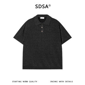 SDSA男装2026新款高贵轻奢老钱风细闪半纽扣翻领T恤针织百搭上衣