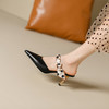 【预售7天】轻奢外穿凉拖鞋夏季新款真皮时尚丝带包头凉鞋女气质百搭尖头高跟鞋SH&M012-2 商品缩略图4