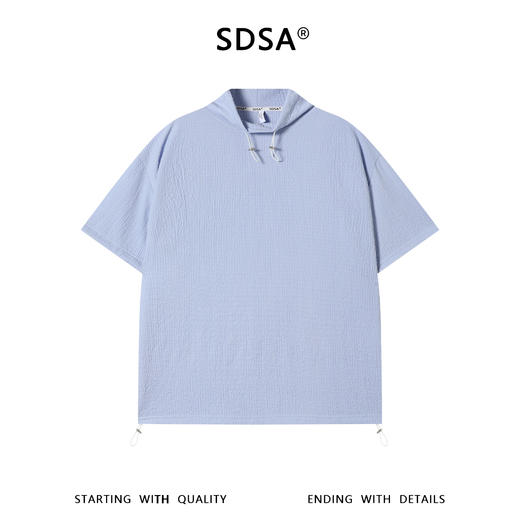 SDSA男装2026新款华夫格新中式盘扣抽绳短袖T恤宽松立领休闲上衣 商品图0