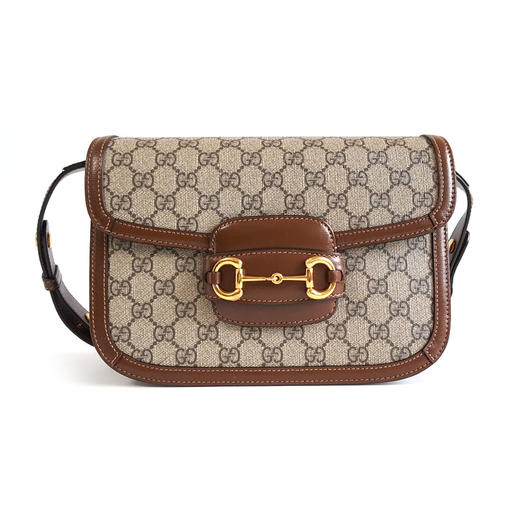 【95新】Gucci古驰1955系列602204中号老花拼棕色1955马衔扣马鞍包单肩包女士080426AK13 商品图0