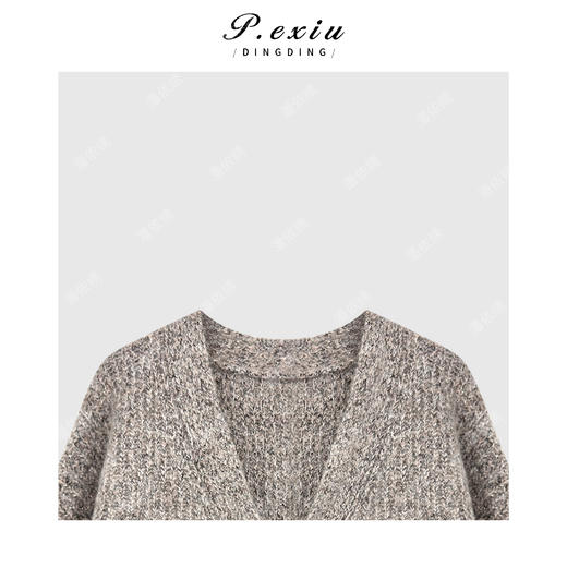 A001潘依绣丁丁宠粉羊毛马海毛重磅花纱廓形慵懒风针织开衫 L2823 商品图2