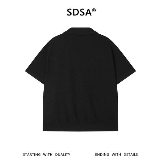 SDSA男装2026新款轻奢潮牌简约纯色提花格子小V翻领短袖T恤百搭 商品图1