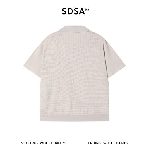 SDSA男装2026新款轻奢潮牌简约纯色提花格子小V翻领短袖T恤百搭 商品图1