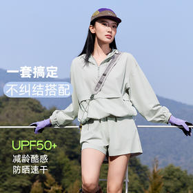 轻薄透气防晒套装女夏两件套 宽松休闲防晒外套短裤运动套装