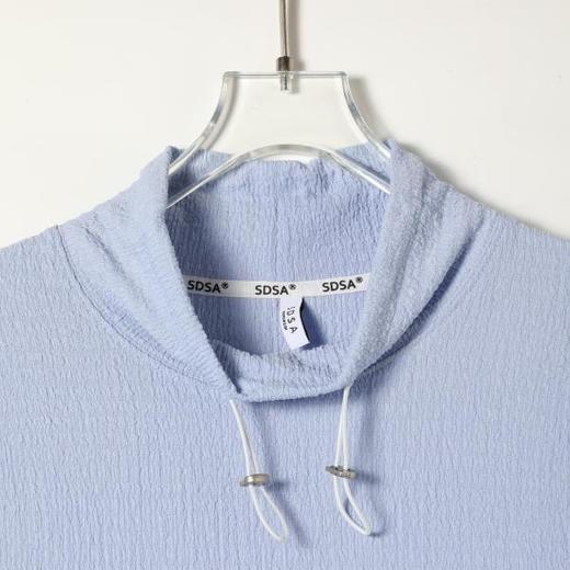 SDSA男装2026新款华夫格新中式盘扣抽绳短袖T恤宽松立领休闲上衣 商品图2