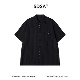 SDSA男装2026新款高贵轻奢肌理竖纹翻领短袖衬衫宽松休闲上衣
