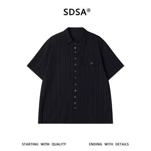 SDSA男装2026新款高贵轻奢肌理竖纹翻领短袖衬衫宽松休闲上衣 商品图0