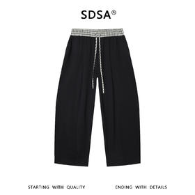 SDSA男装2026新款高贵轻奢潮牌拼接格纹腰头抽绳松紧休闲裤百搭
