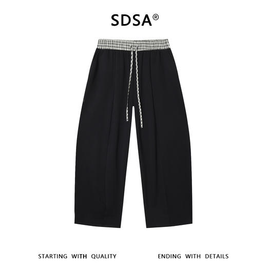 SDSA男装2026新款高贵轻奢潮牌拼接格纹腰头抽绳松紧休闲裤百搭 商品图0