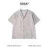SDSA男装2026新款轻奢细条纹V领短袖开衫衬衫宽松垂感休闲上衣 商品缩略图0
