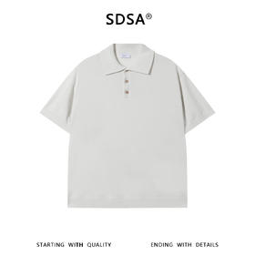 SDSA男装2026新款高贵轻奢老钱风细闪半纽扣翻领T恤针织百搭上衣