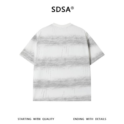 SDSA男装2026新款高贵轻奢韩系扎染条纹滴胶设计圆领短袖T恤百搭 商品图4