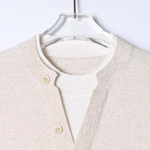 SDSA男装2026新款轻奢假两件坑条肌理短袖针织开衫宽松休闲上衣 商品图1