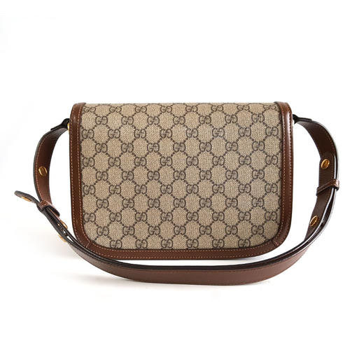 【95新】Gucci古驰1955系列602204中号老花拼棕色1955马衔扣马鞍包单肩包女士080426AK13 商品图3