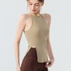 新款紧身裸感瑜伽背心女外穿开叉带胸垫健身运动瑜伽服无袖上衣女  000BM452 商品缩略图1
