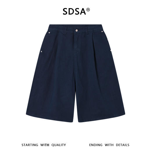 SDSA男装2026新款高贵轻奢韩系复古纯色牛仔短裤百搭宽松舒适裤子 商品图0