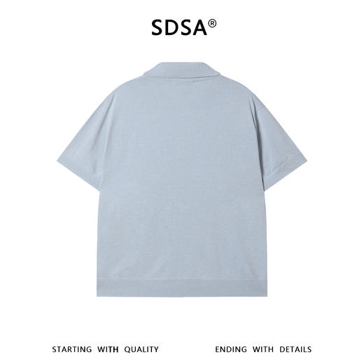 SDSA男装2026新款高贵轻奢老钱风纯色简约针织海鸥领短袖T恤百搭 商品图4
