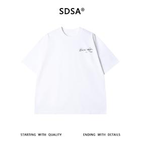 SDSA男装2026新款金属感花体字母印花短袖T恤宽松重磅休闲上衣