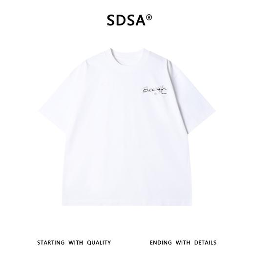 SDSA男装2026新款金属感花体字母印花短袖T恤宽松重磅休闲上衣 商品图0