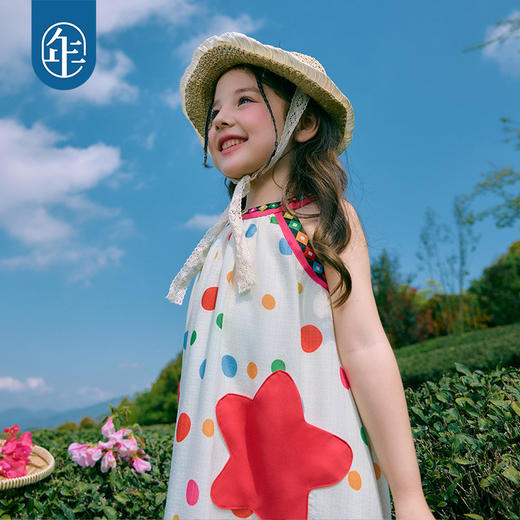 年衣童装儿童无袖连衣裙女童夏季新款民族挂脖露肩A字长裙吊带裙 商品图1
