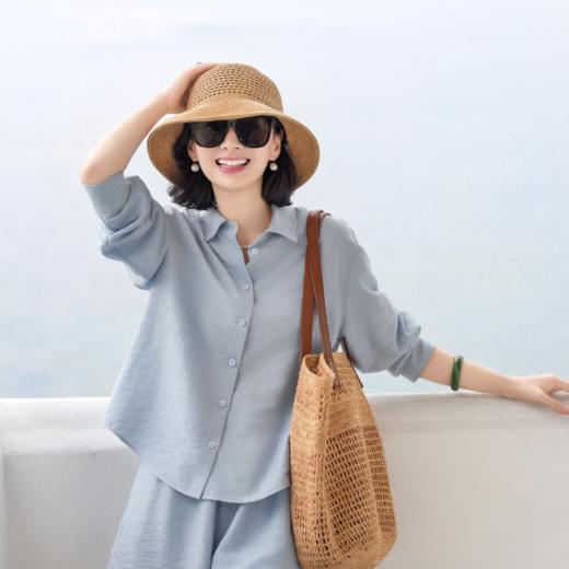 西子/晴空套装春夏粘胶透气度假旅行衬衣短款套装/CSHY0283 商品图1