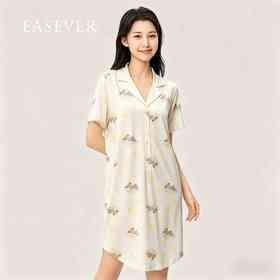 绎生活 女士印花翻领睡裙 | 面料亲肤柔软、软糯舒适、版型宽松、宅家更舒适