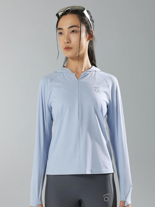 马孔多 | 女子连帽拉链防晒长袖T原纱凉感运动跑步长袖T恤 商品图2