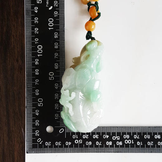 【天然正品】A货翡翠天然细腻细豆种飘绿飘黄封侯拜相造型翡翠吊坠手把件87.7*40.2*32.0MM（皆取最大值）220326TJ13 商品图2