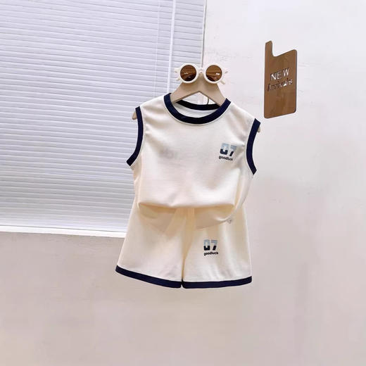 【耐磨抗皱！透气排汗】华夫格儿童运动套装夏季无袖背心运动篮球服男女童透气两件套。xb 商品图1