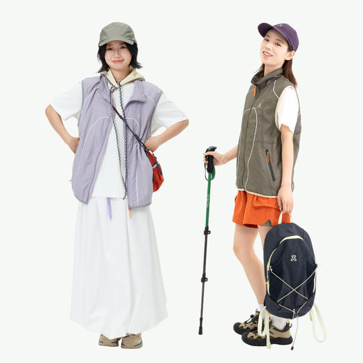 【出游季特惠-春夏新品】ACMEITEM爱棵米户外徒步防晒弧形分割立领宽松马甲-GAH2090022A 商品图3